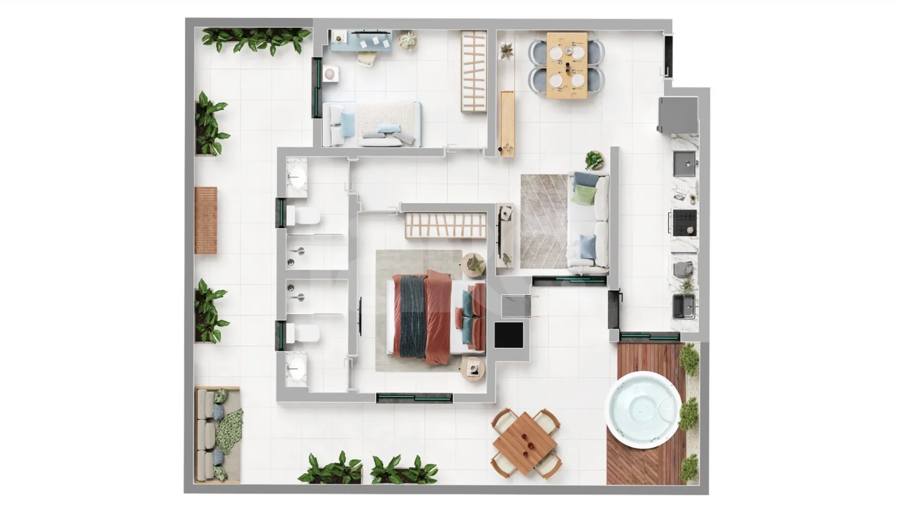 Planta — Garden 74,79 m²