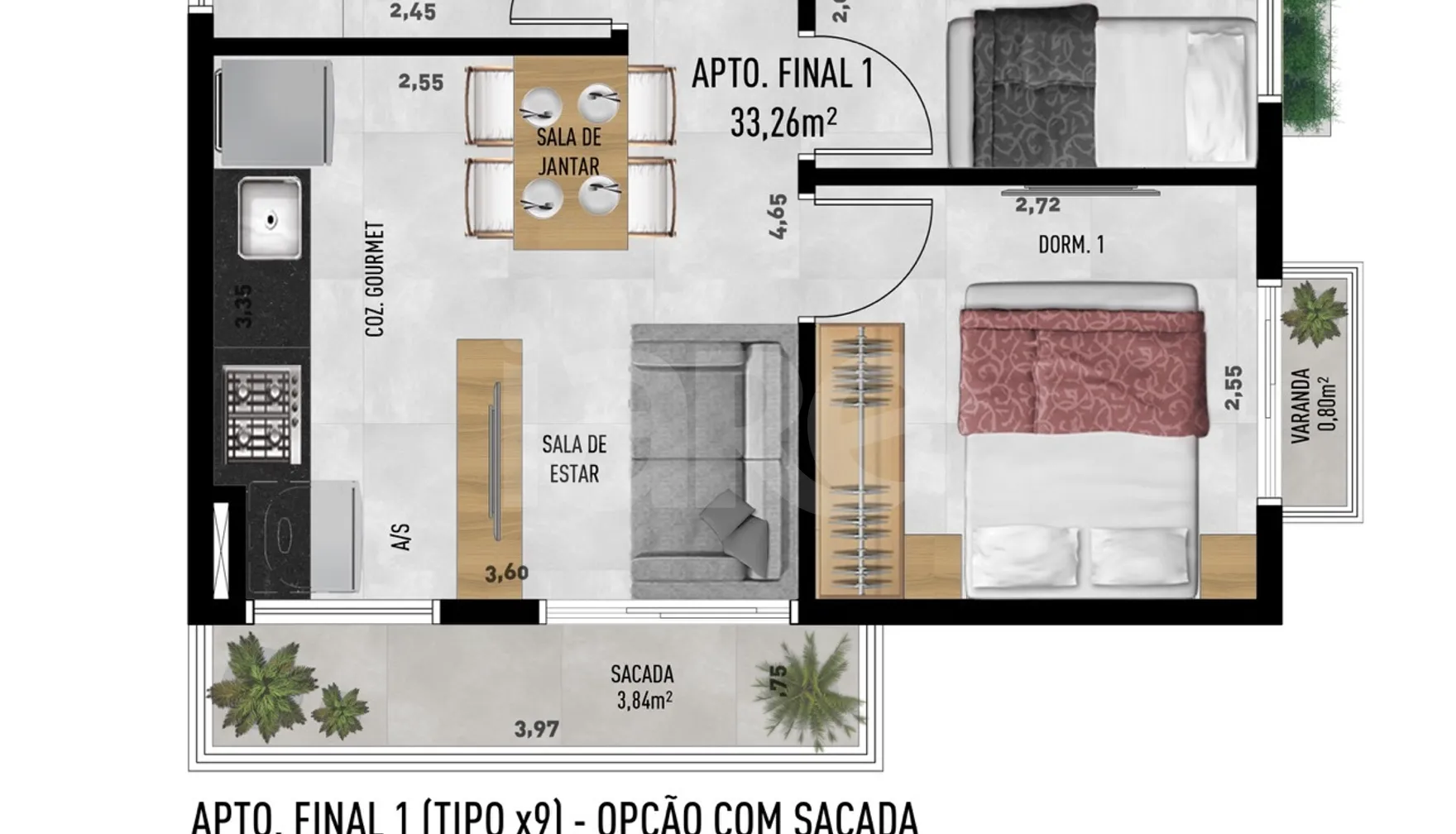Planta — Apartamento 37,9 m²