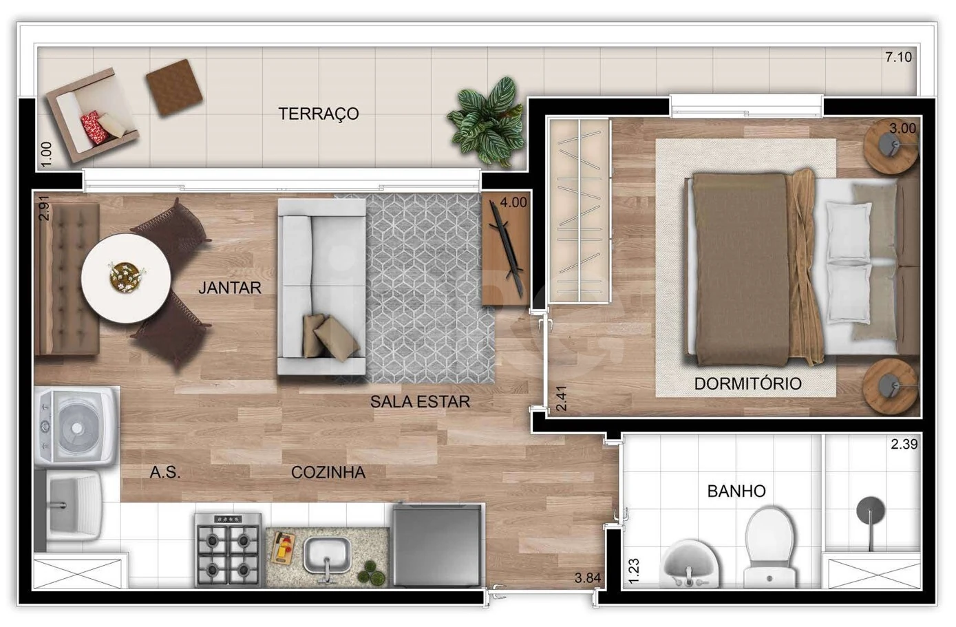 Planta — Apartamento 33,65 m²