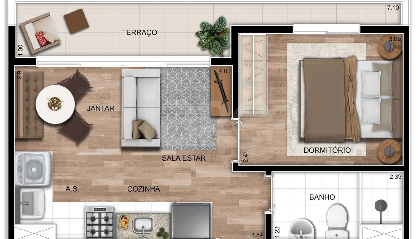 Planta — Apartamento 33,65 m²