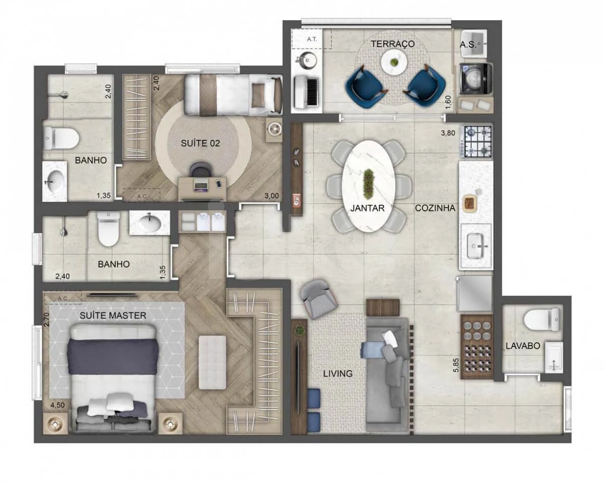 Planta — Apartamento 70 m²
