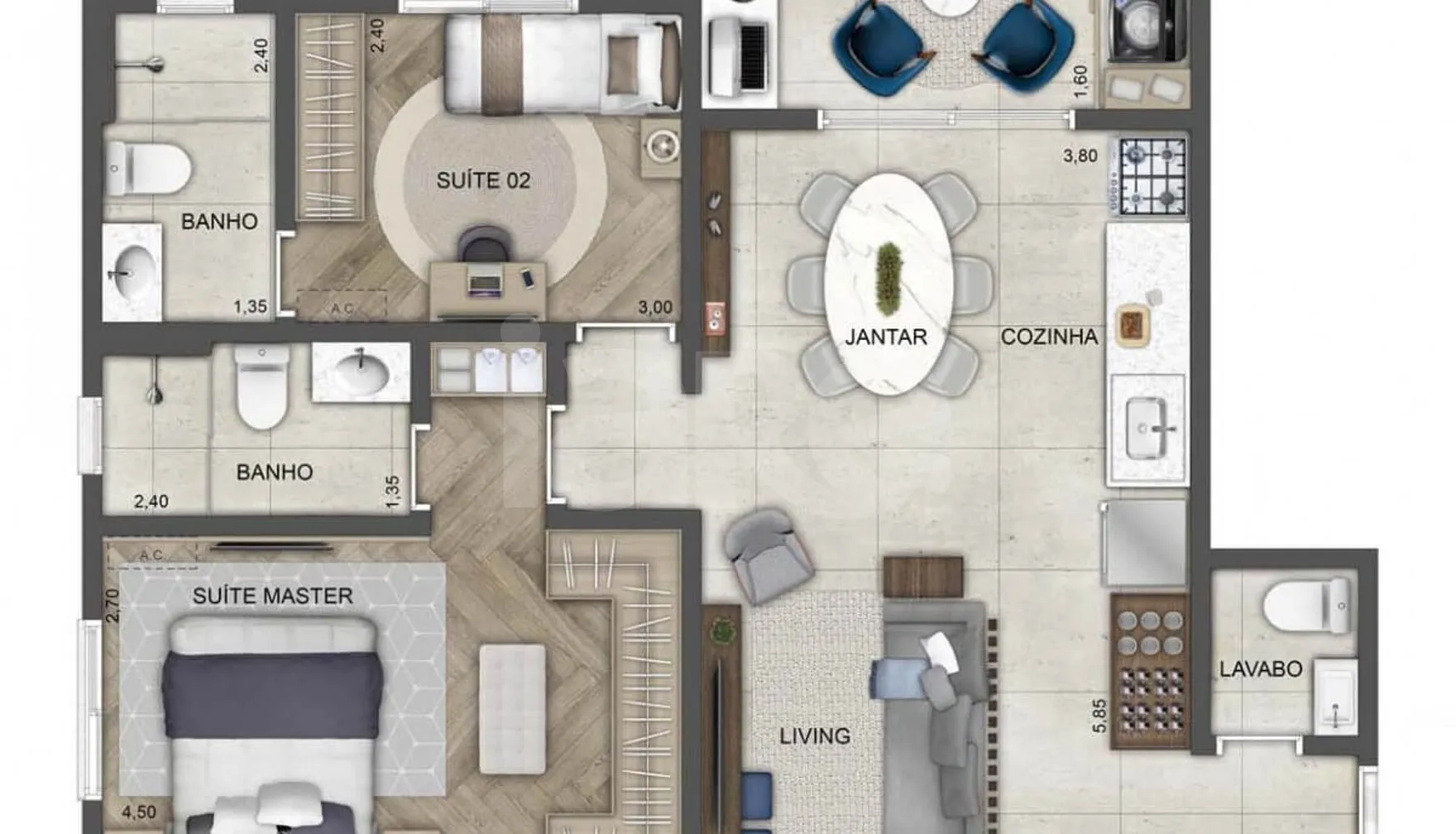 Planta — Apartamento 70 m²