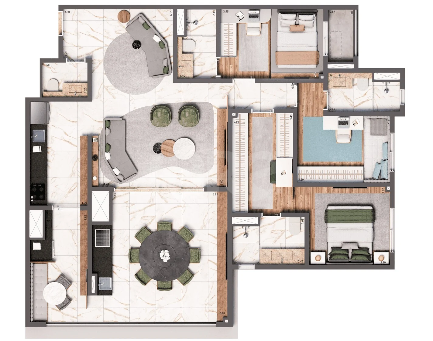 Planta — Apartamento 123,57 m²