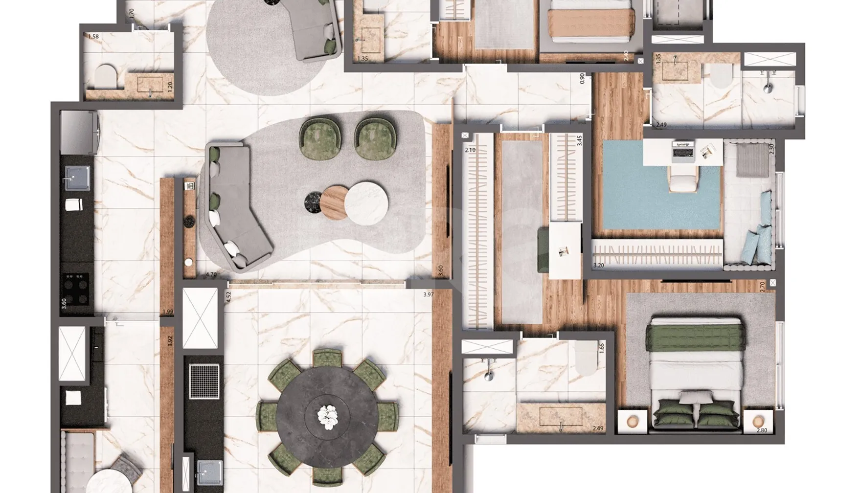 Planta — Apartamento 123,57 m²