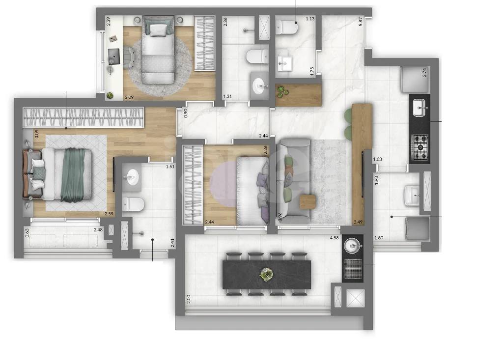Planta — Apartamento 82,1 m²
