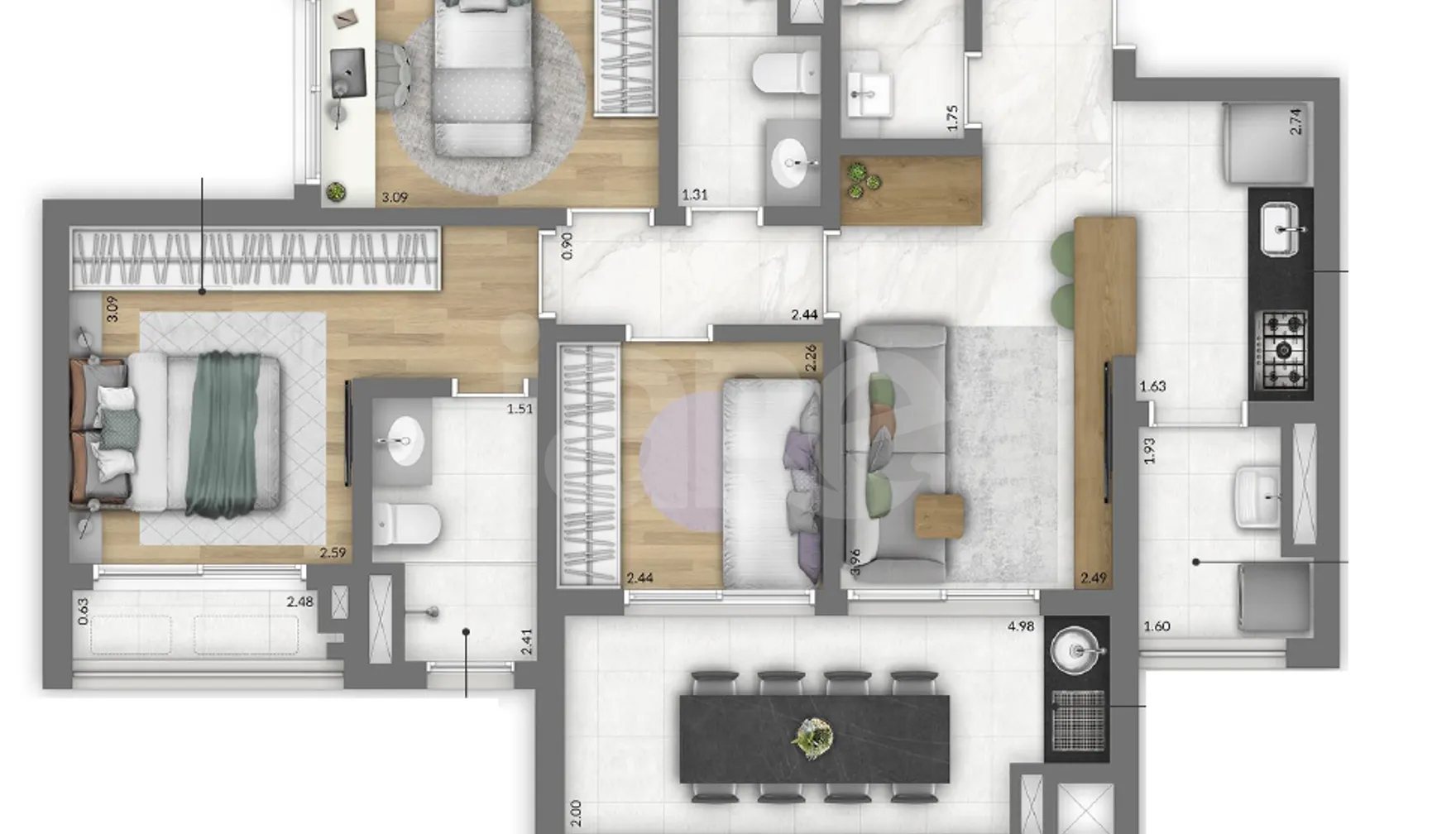 Planta — Apartamento 82,1 m²