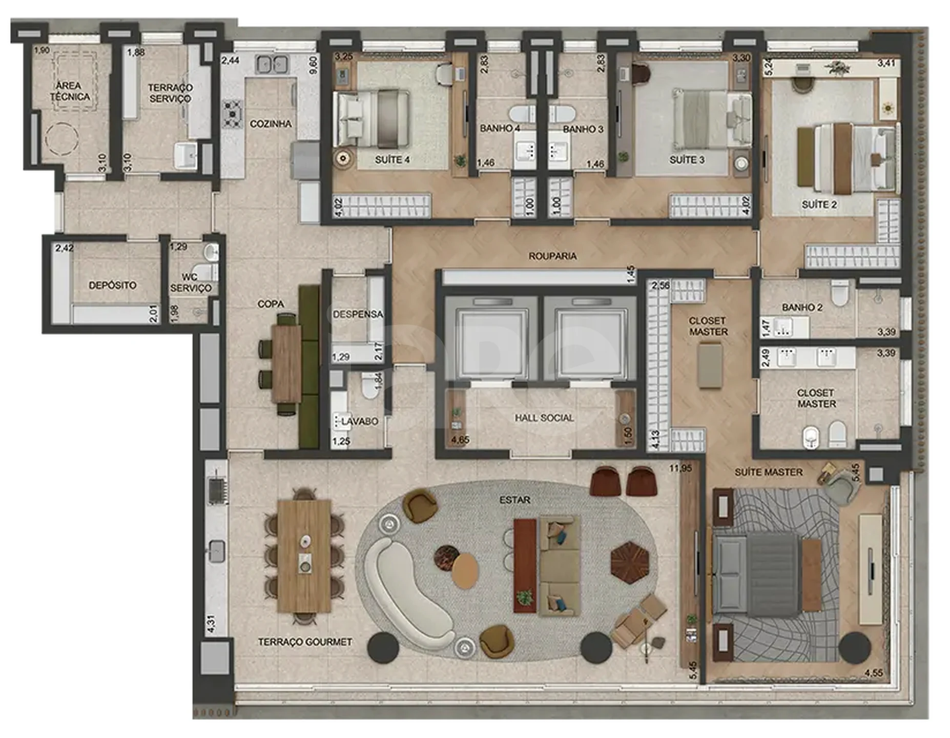 Planta — Apartamento 293,06 m²
