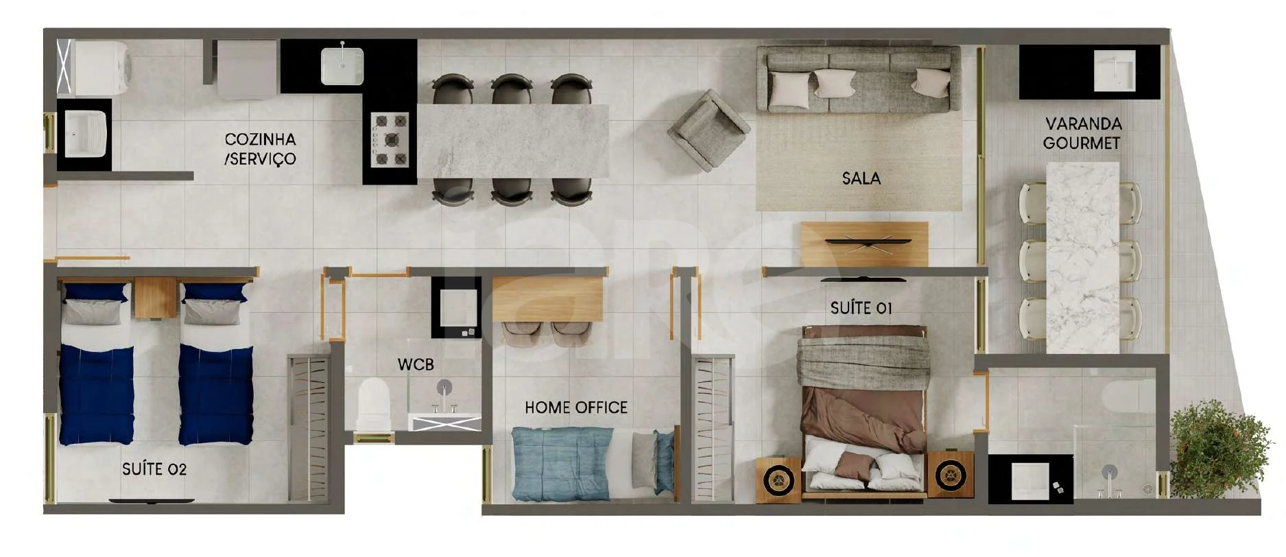 Planta — Apartamento 63,35 m²