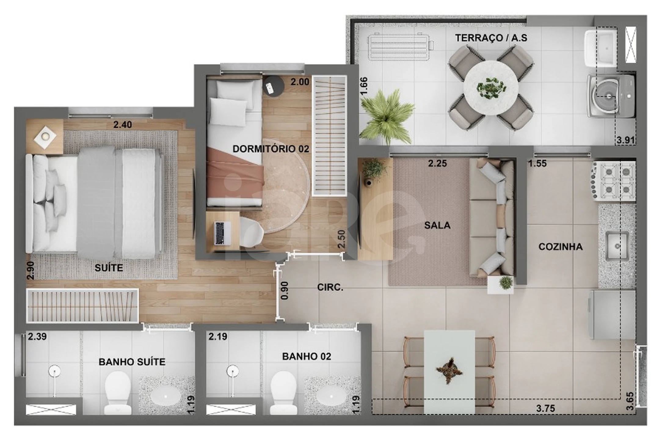 Planta — Apartamento 46 m²