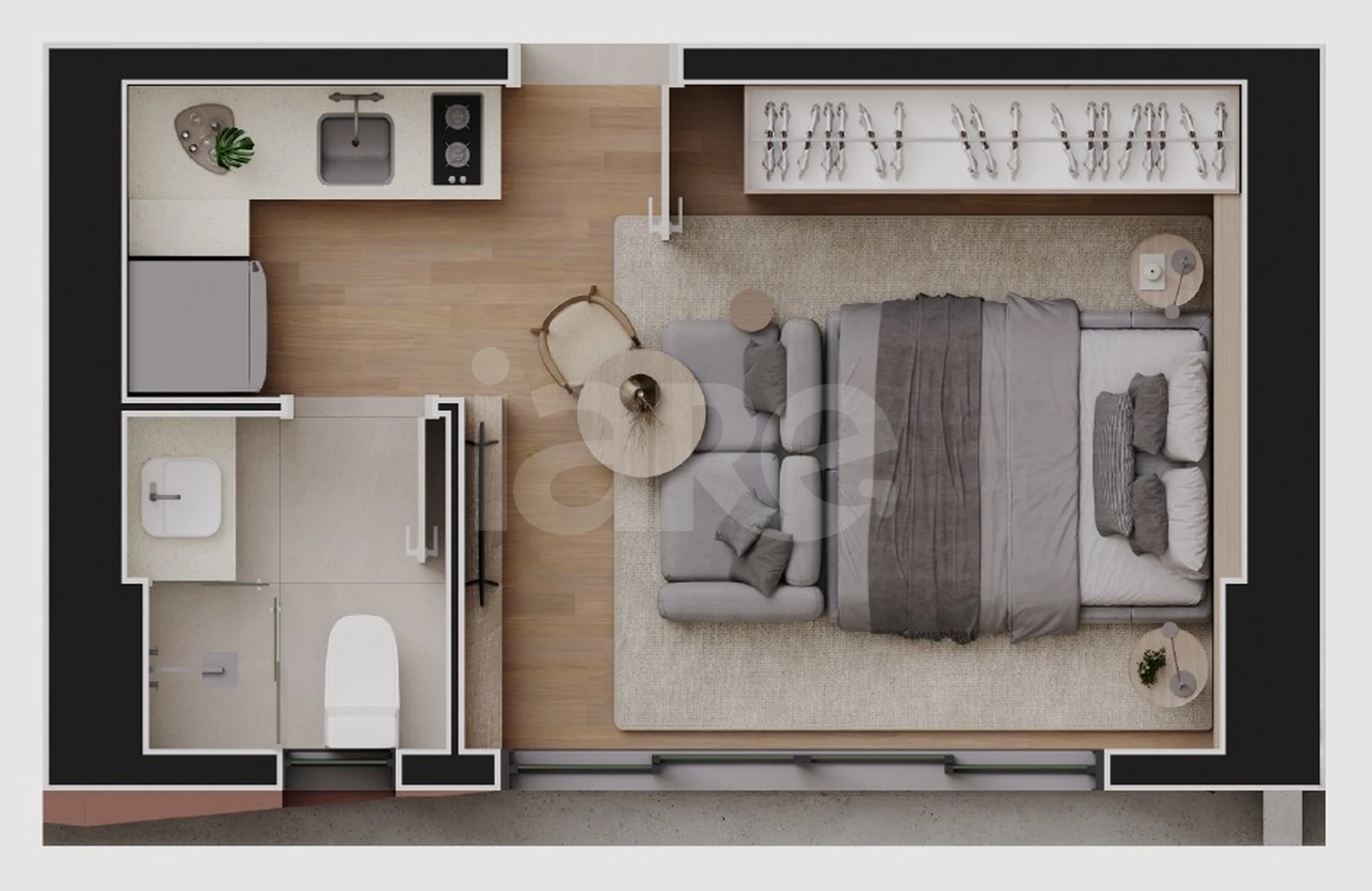 Planta — Studio 24,91 m²