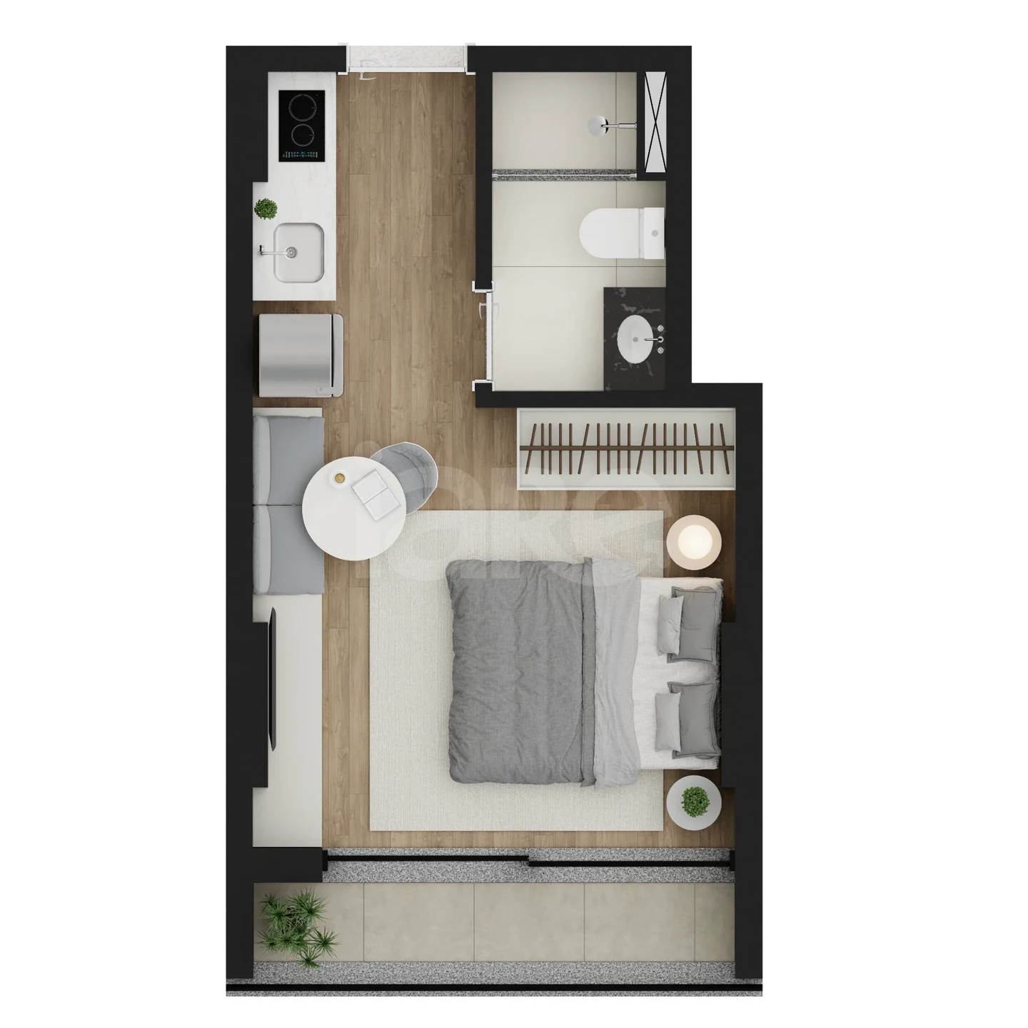 Planta — Studio 22,46 m²