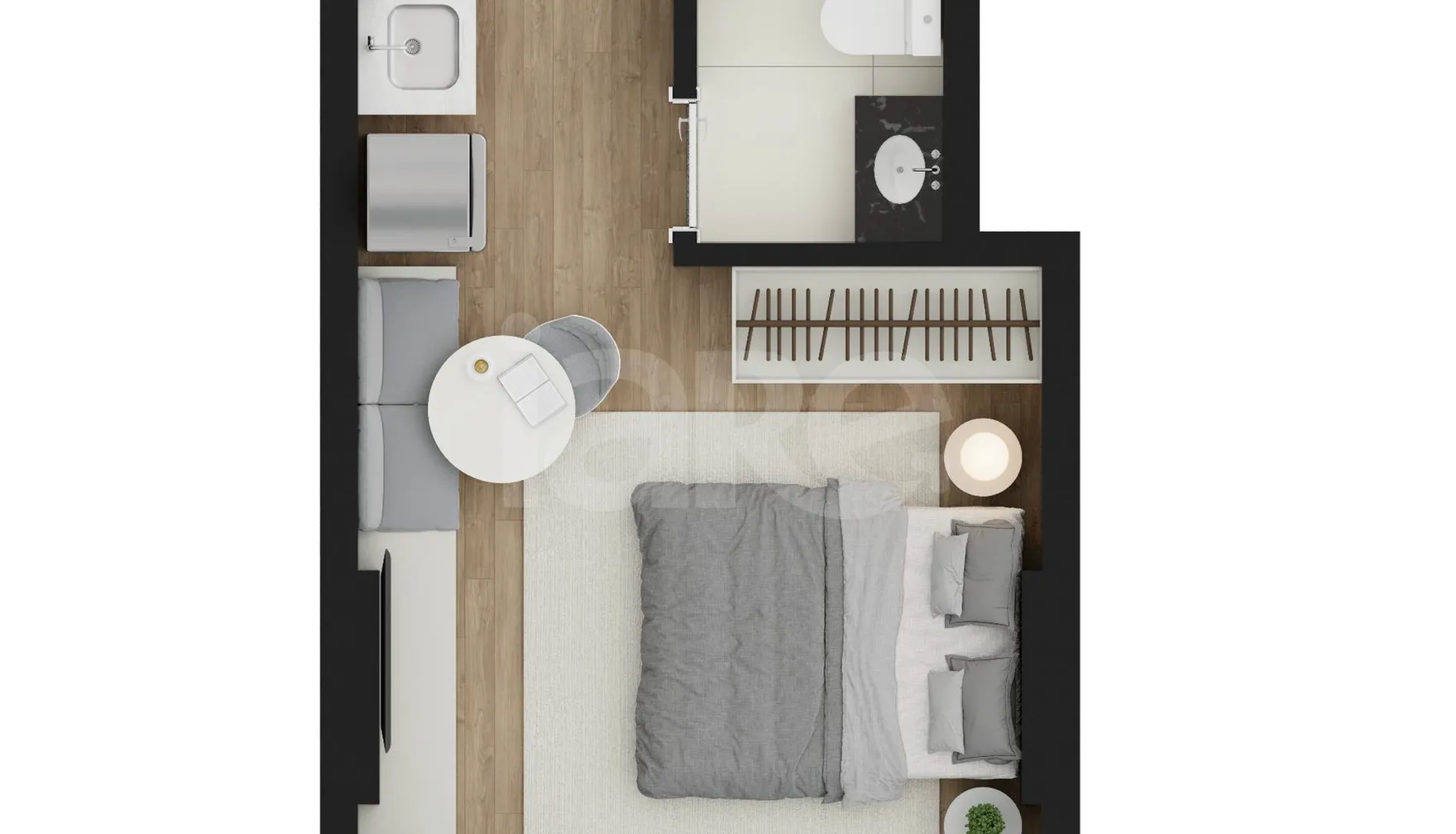 Planta — Studio 22,46 m²