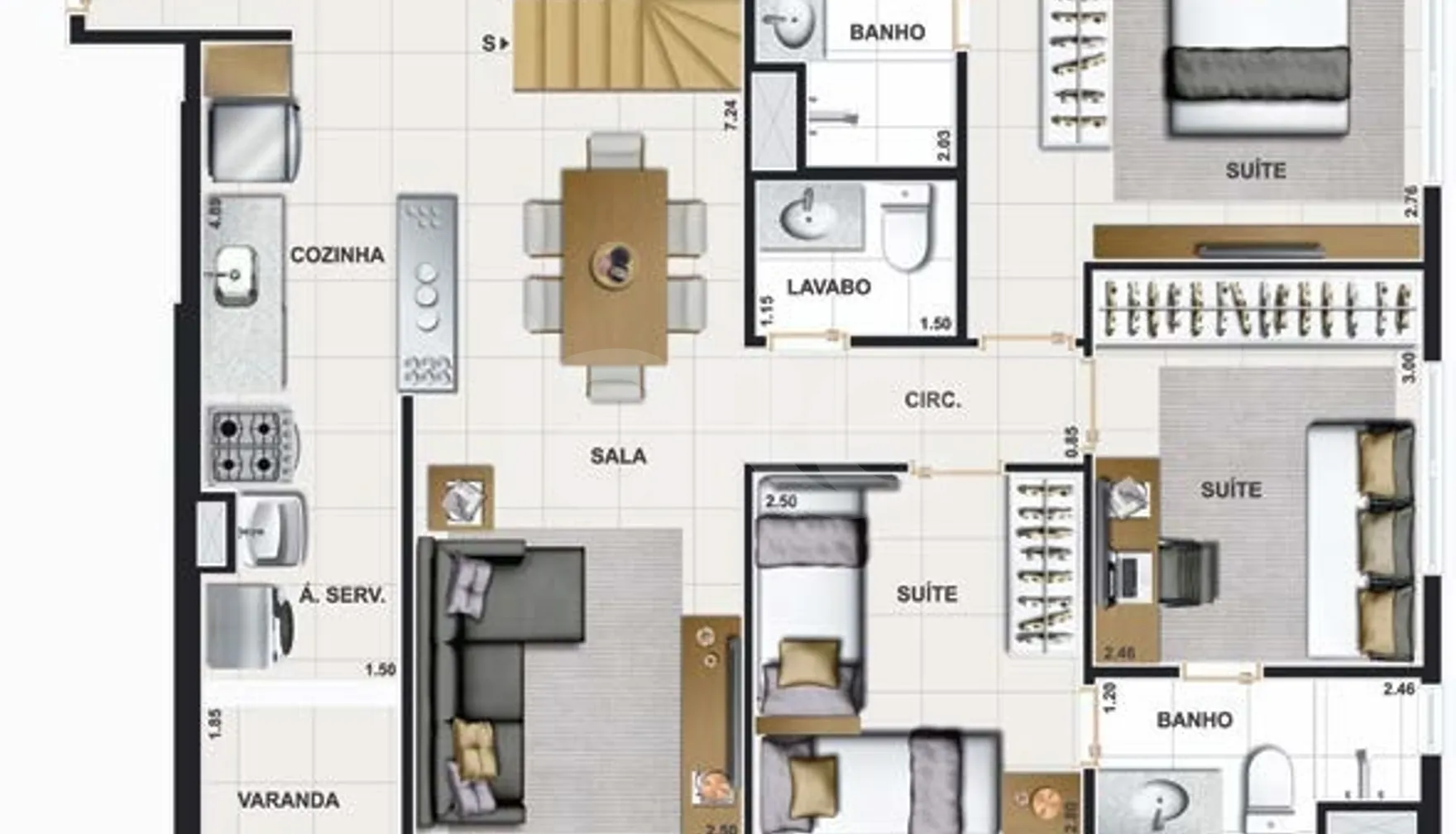 Planta — Cobertura Duplex 148,74 m²