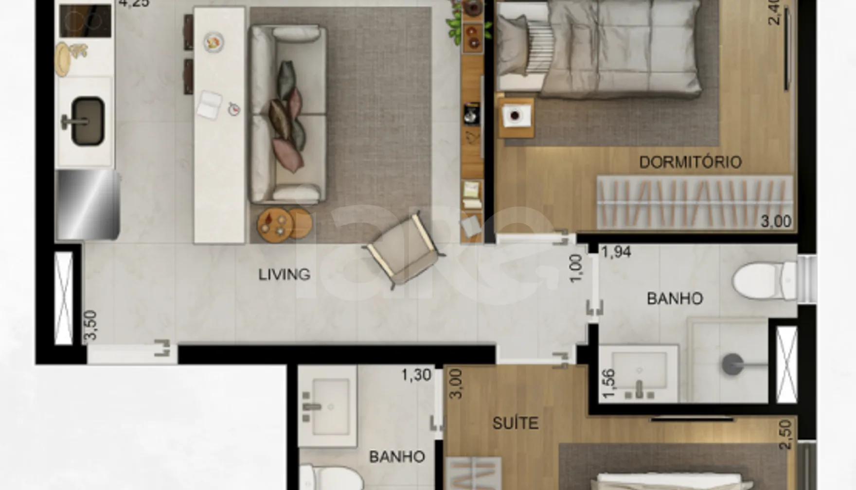 Planta — Apartamento 53,11 m²