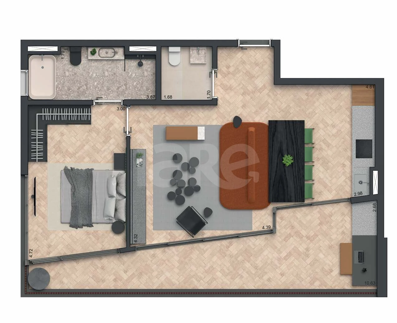 Planta — Apartamento 88,22 m²