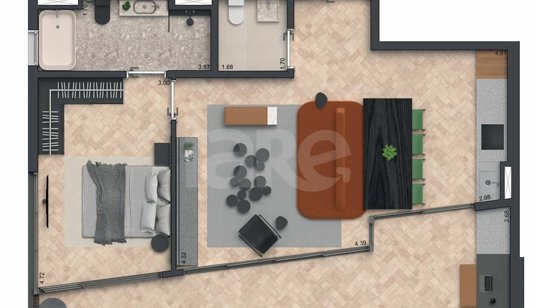 Planta — Apartamento 88,22 m²
