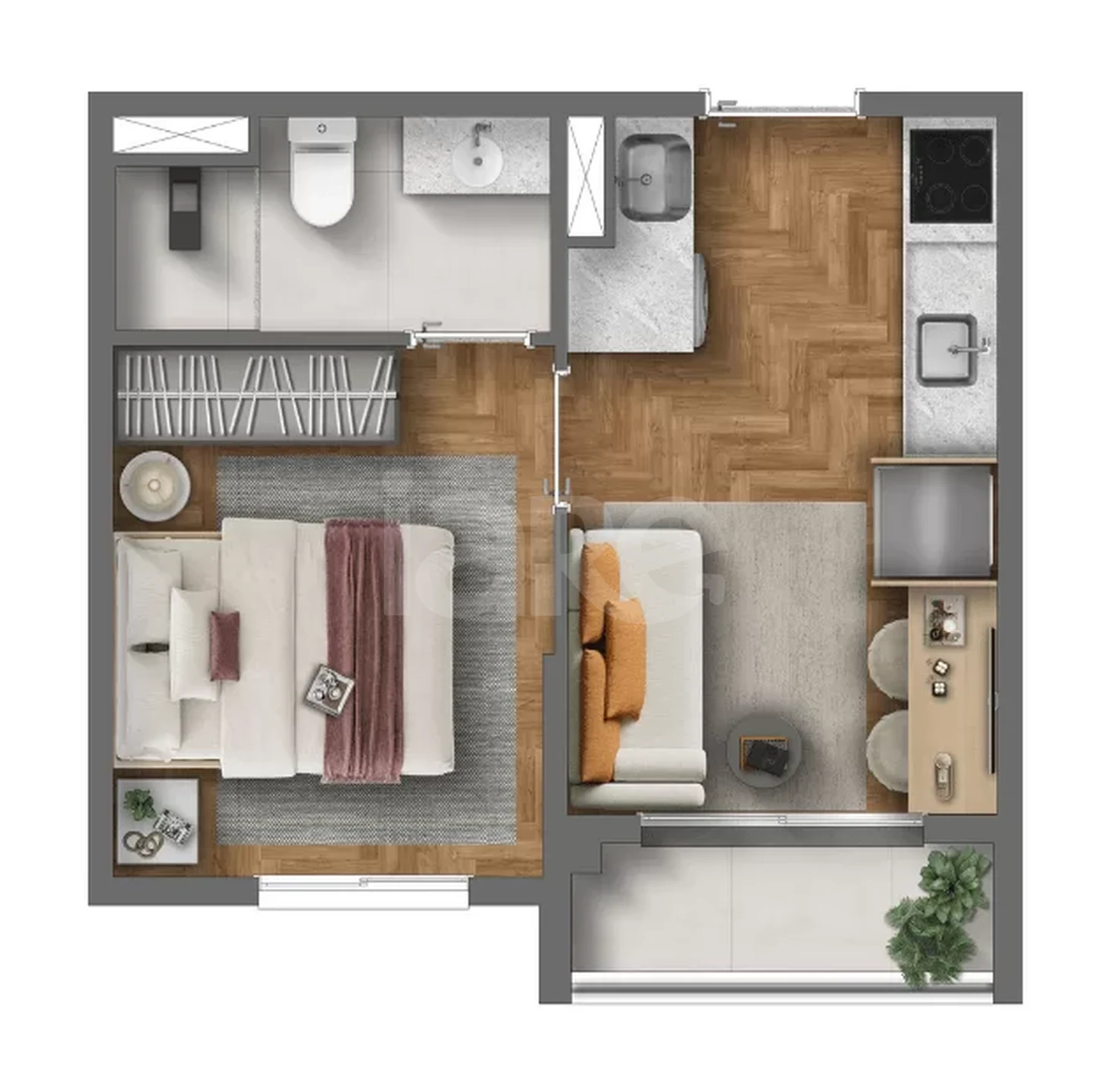 Planta — Apartamento 24,34 m²