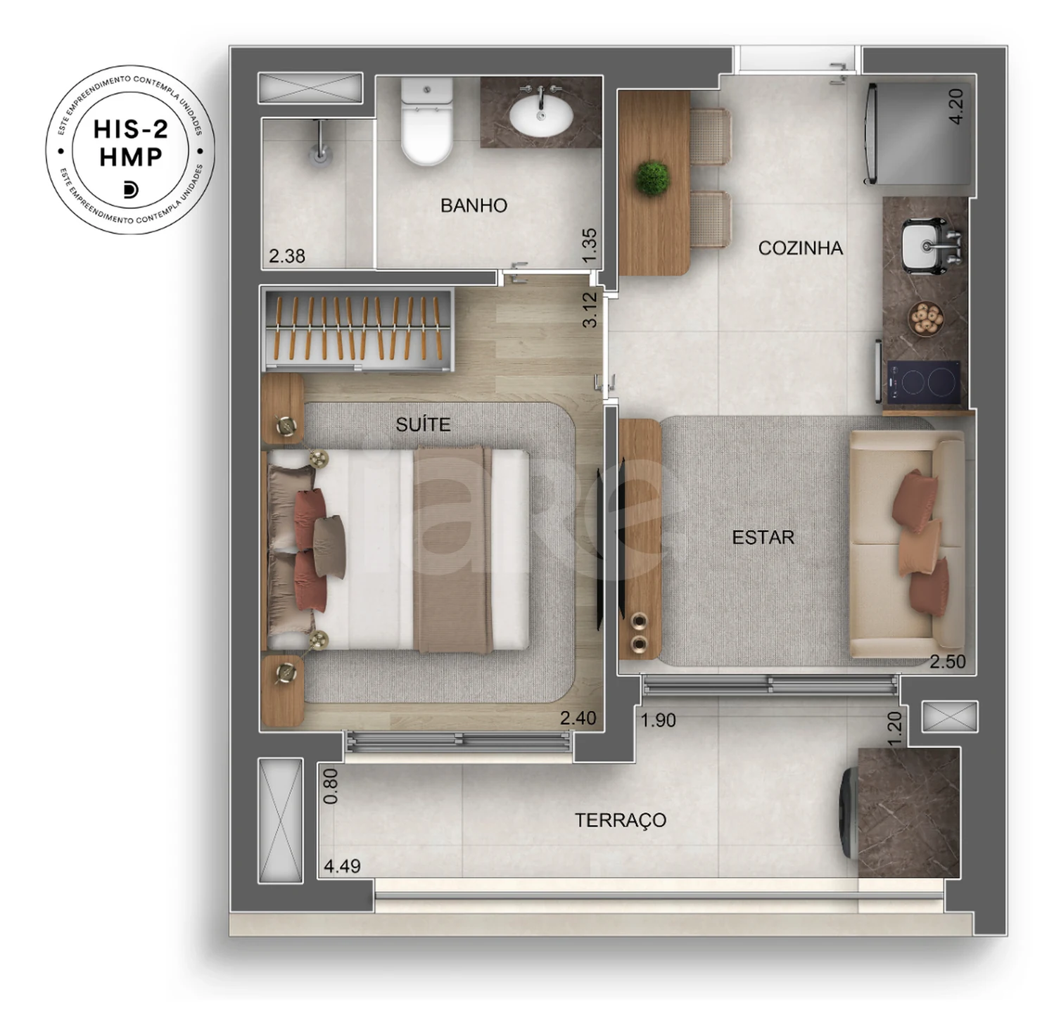 Planta — Apartamento 31,74 m²