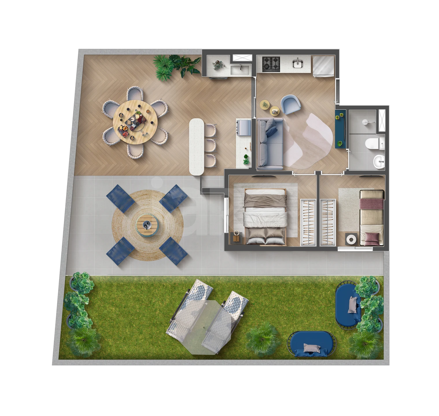 Planta — 108,61 m² - Garden - 02 Dormitórios