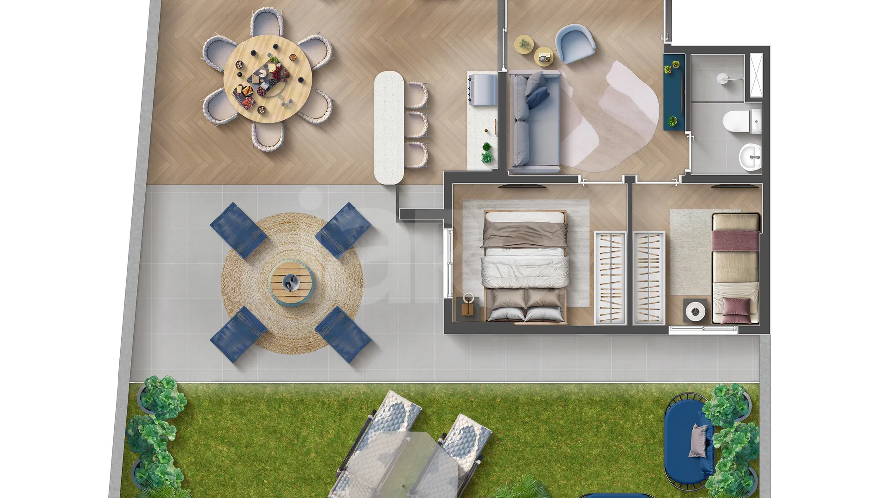 Planta — 108,61 m² - Garden - 02 Dormitórios