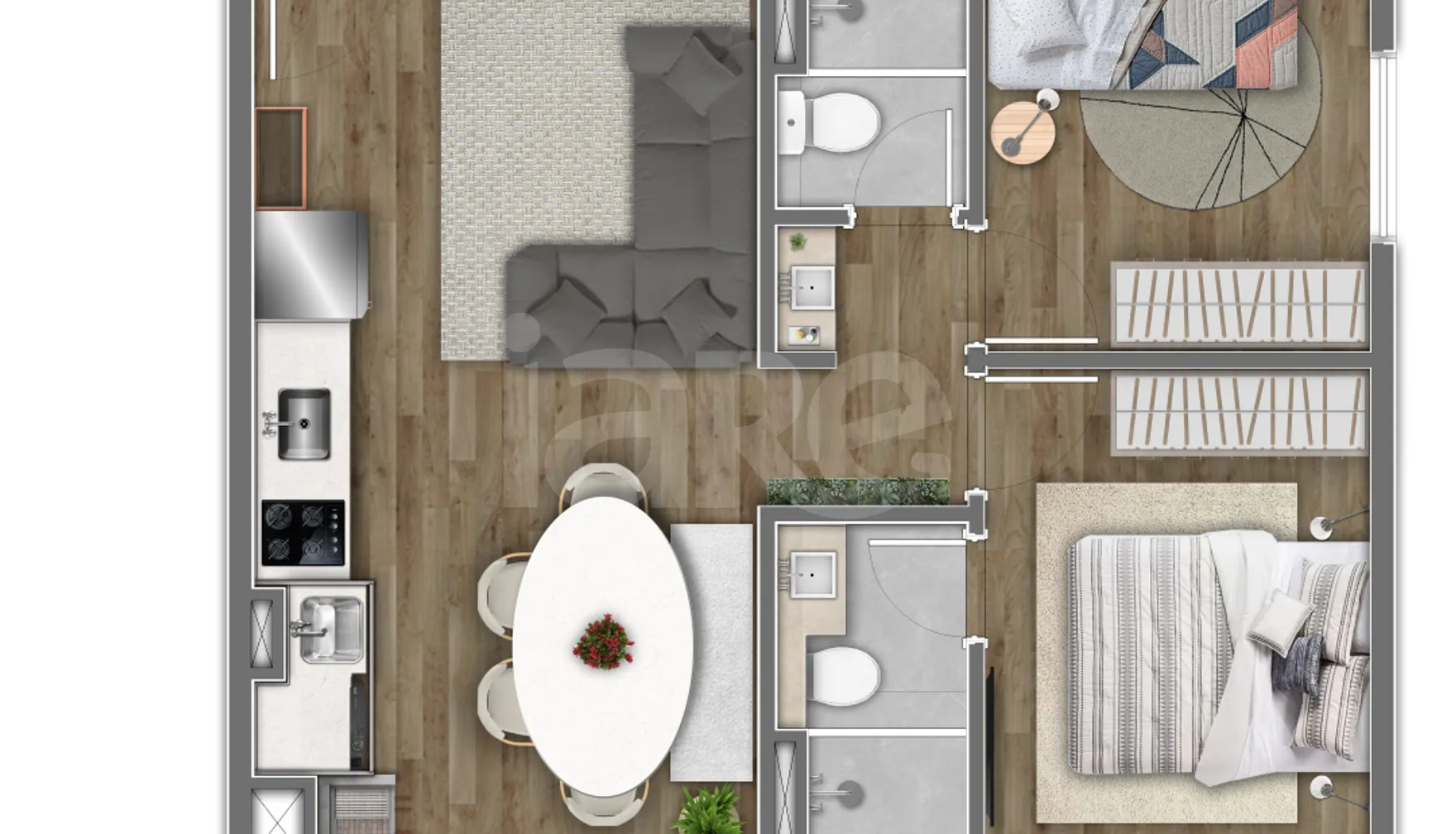 Planta — Apartamento 44 m²