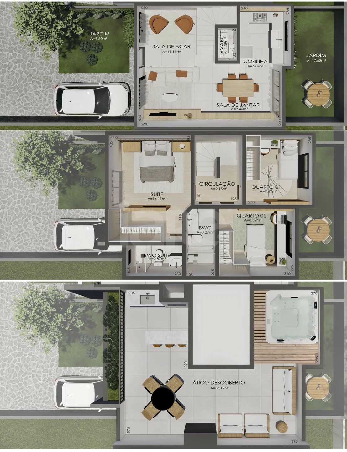 Planta — Casa em Condomínio 100 m²