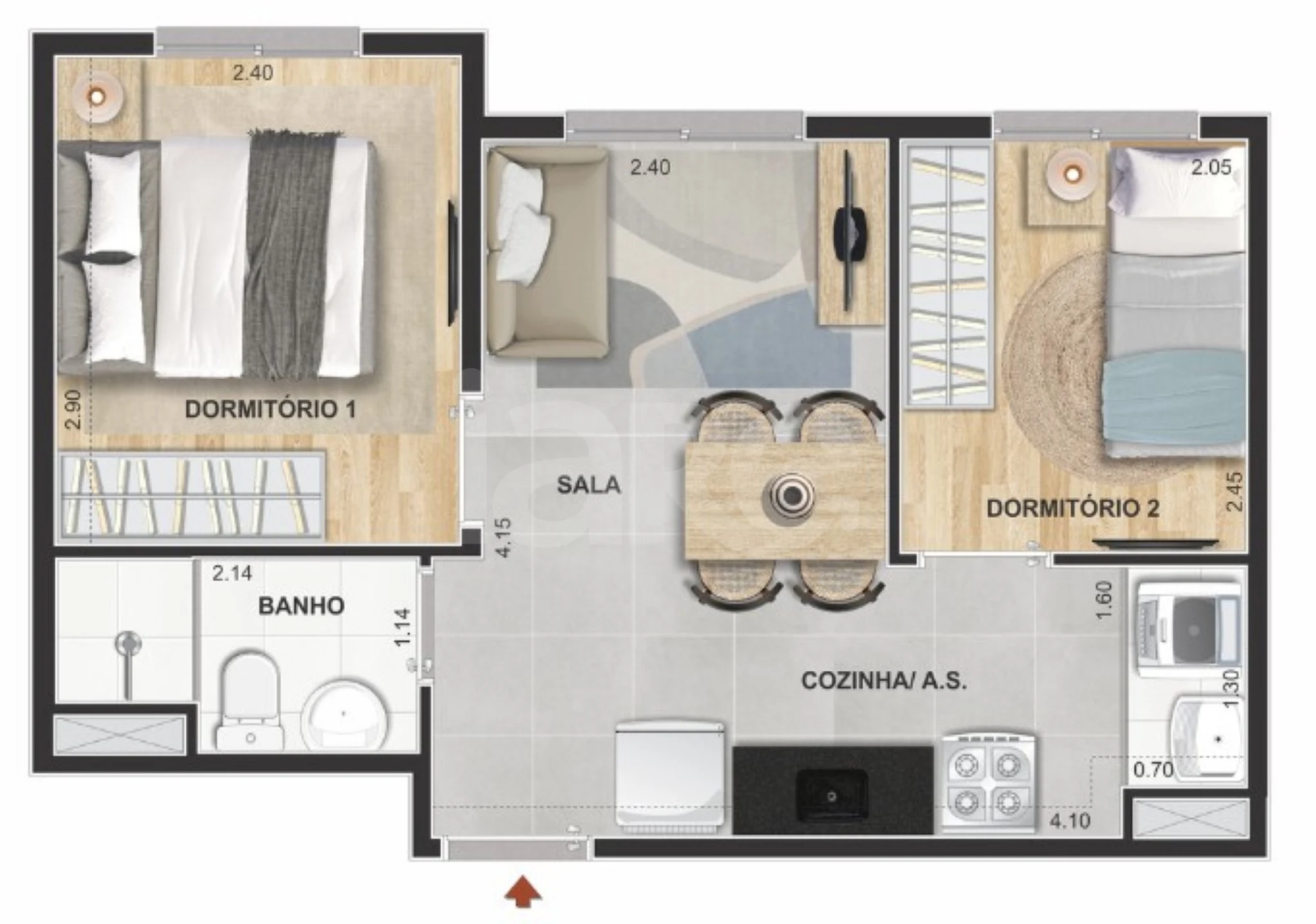 Planta — Apartamento 32 m²