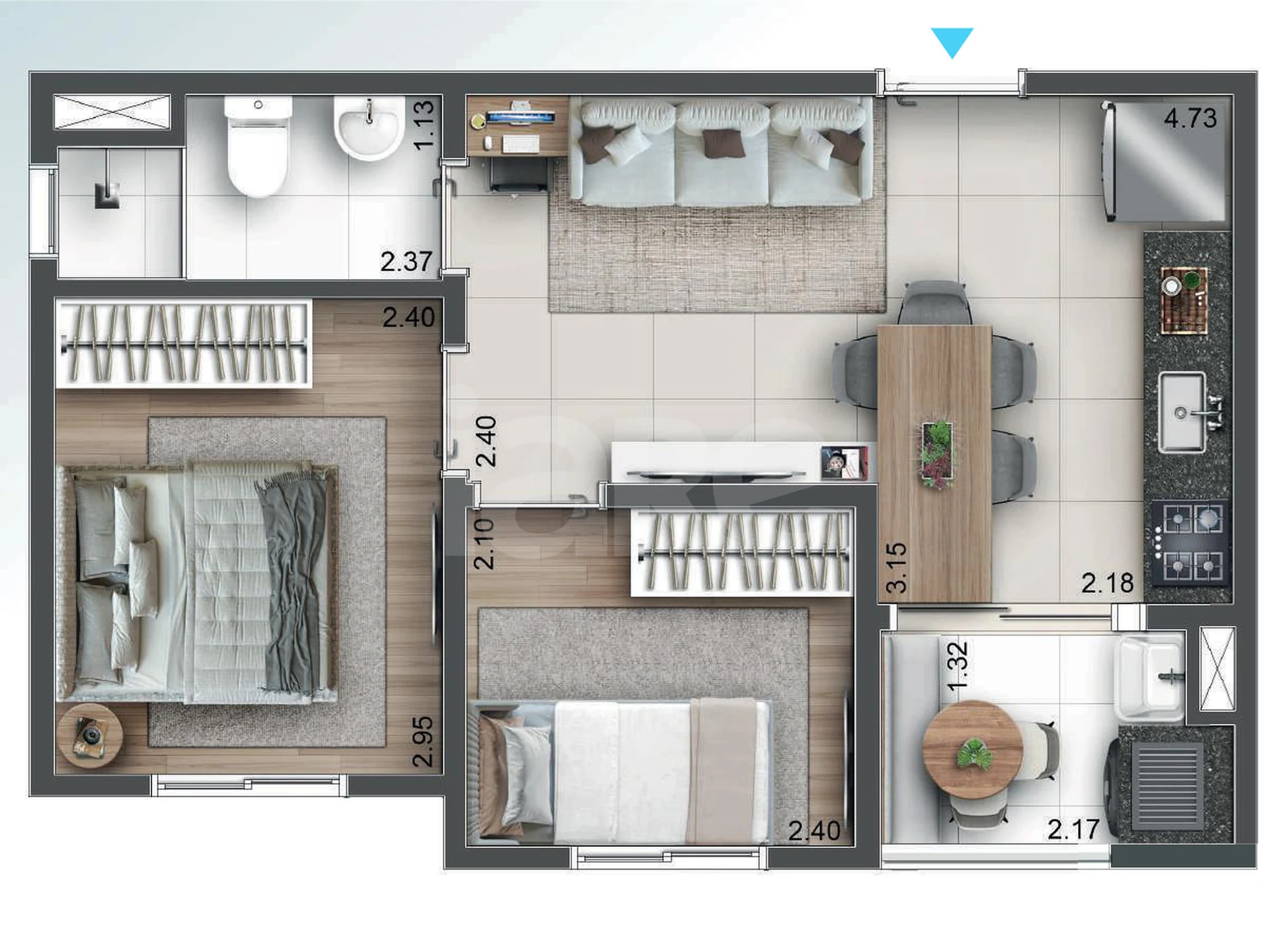 Planta — Apartamento 35 m²