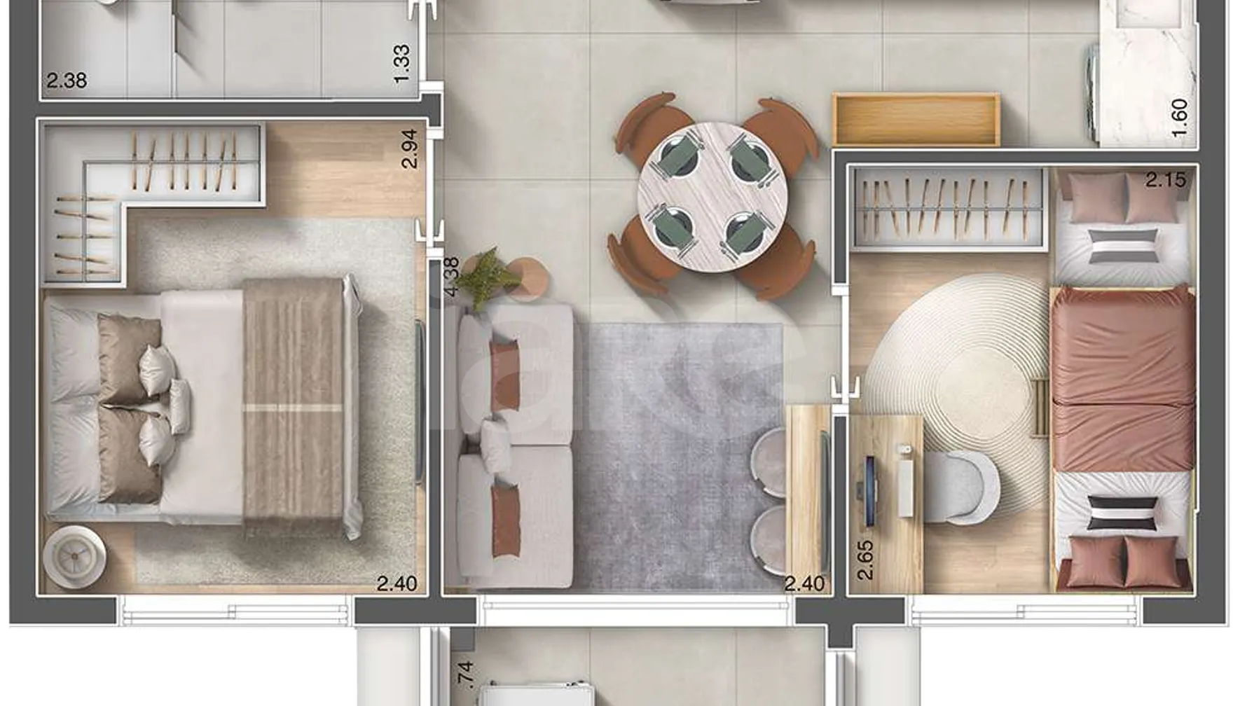 Planta — Apartamento 38,04 m²