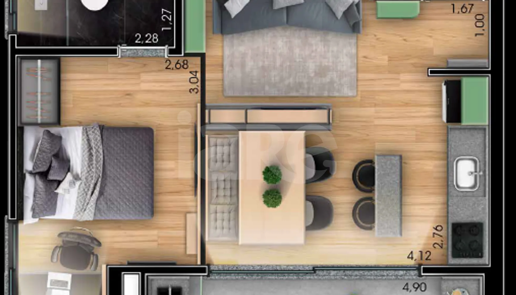 Planta — Apartamento 43,08 m²