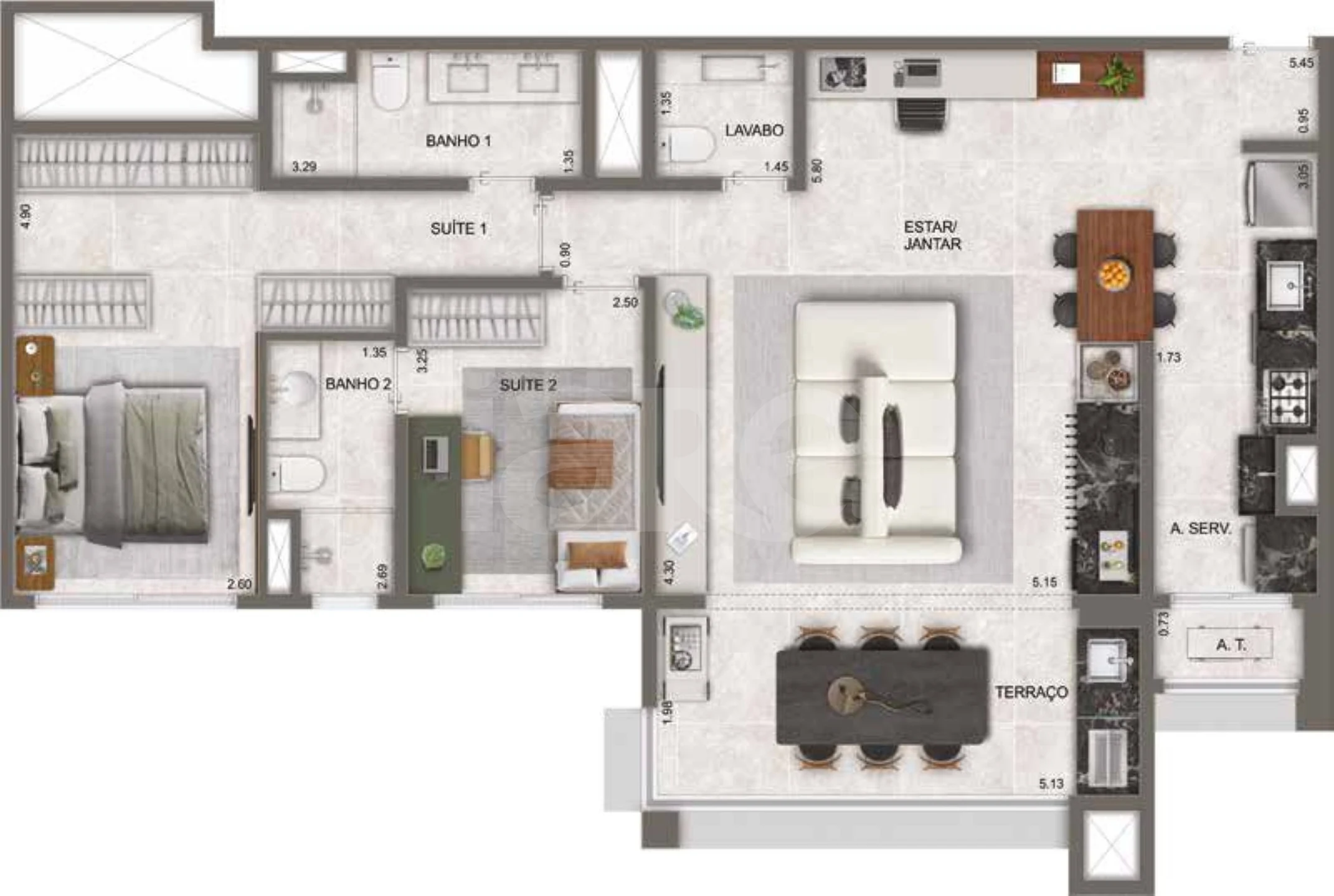 Planta — Garden 107,3 m²