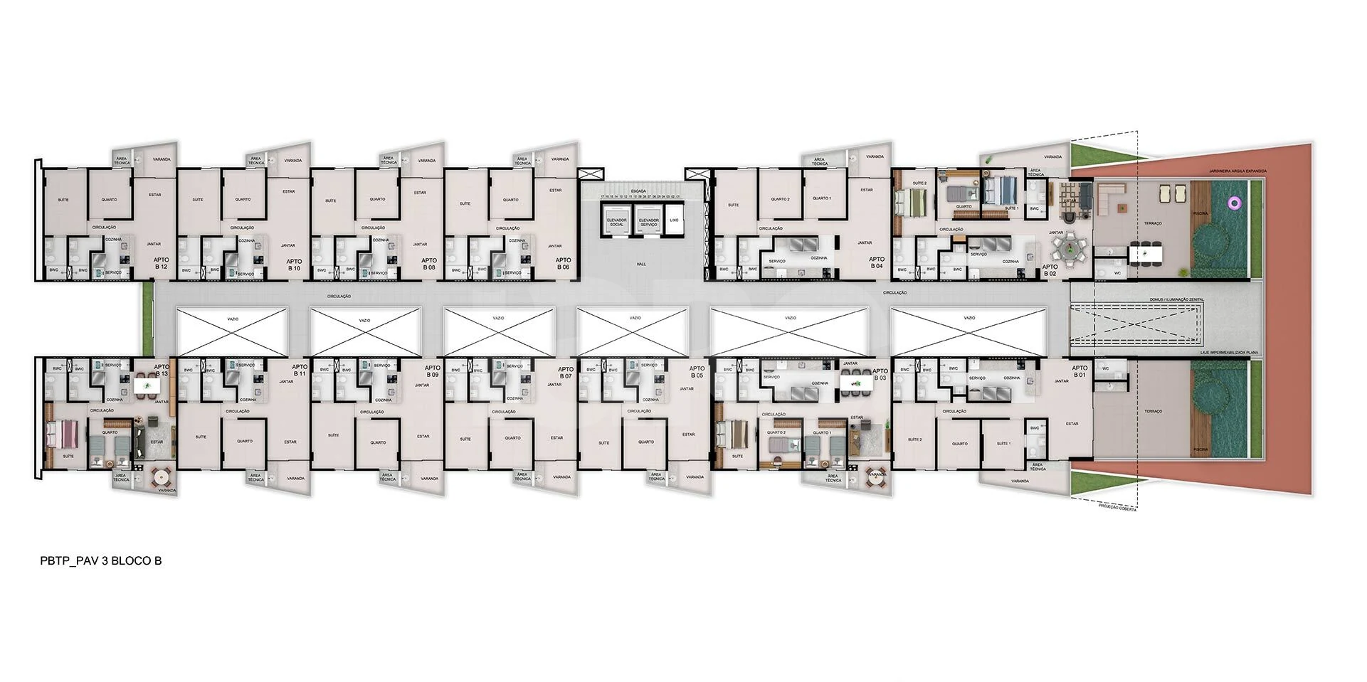 Planta — Pavimento 4 bloco b