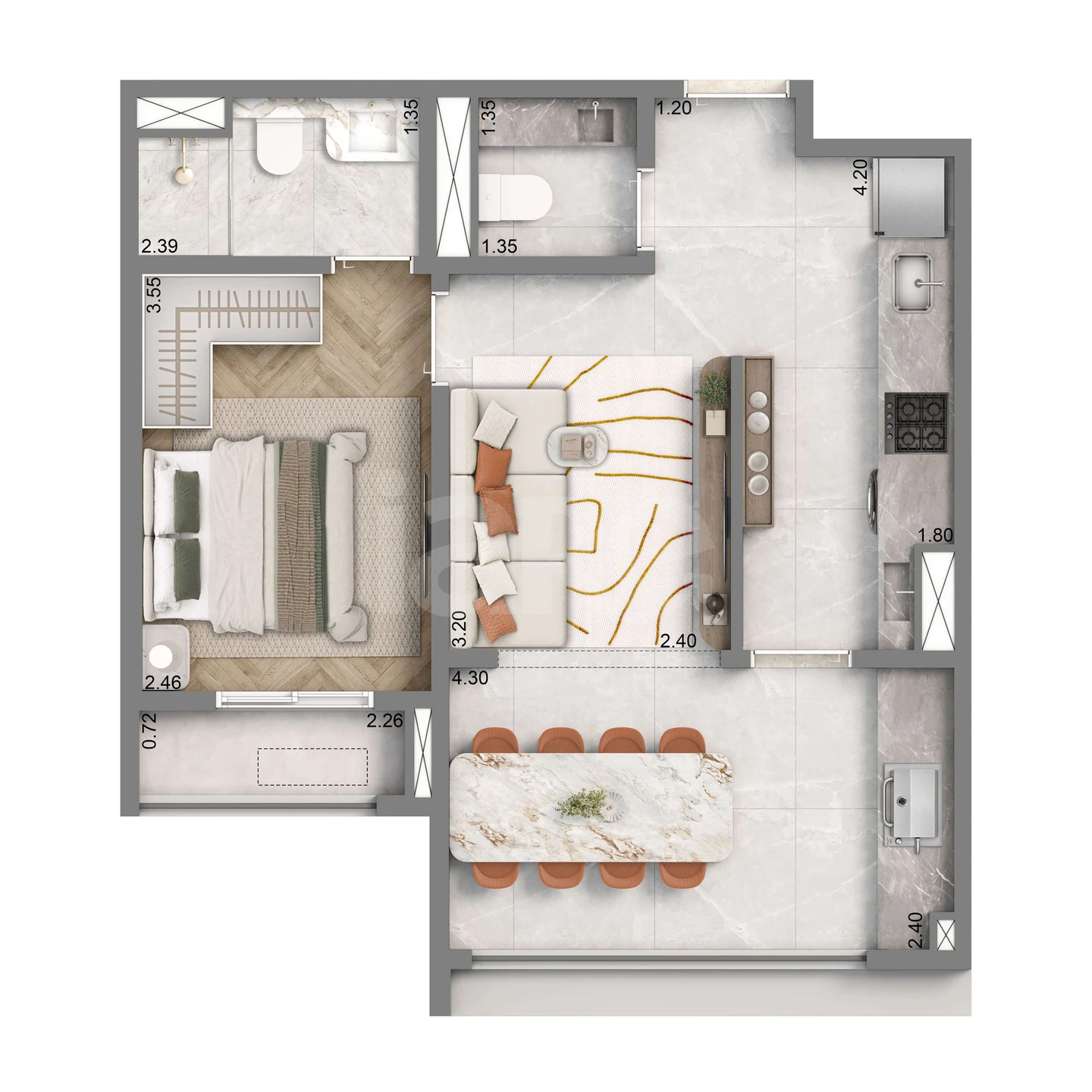 Planta — Garden 52,3 m²