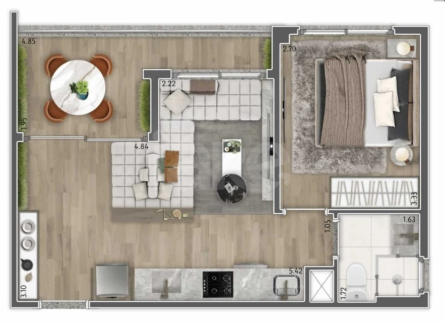 Planta — Apartamento 29,6 m²