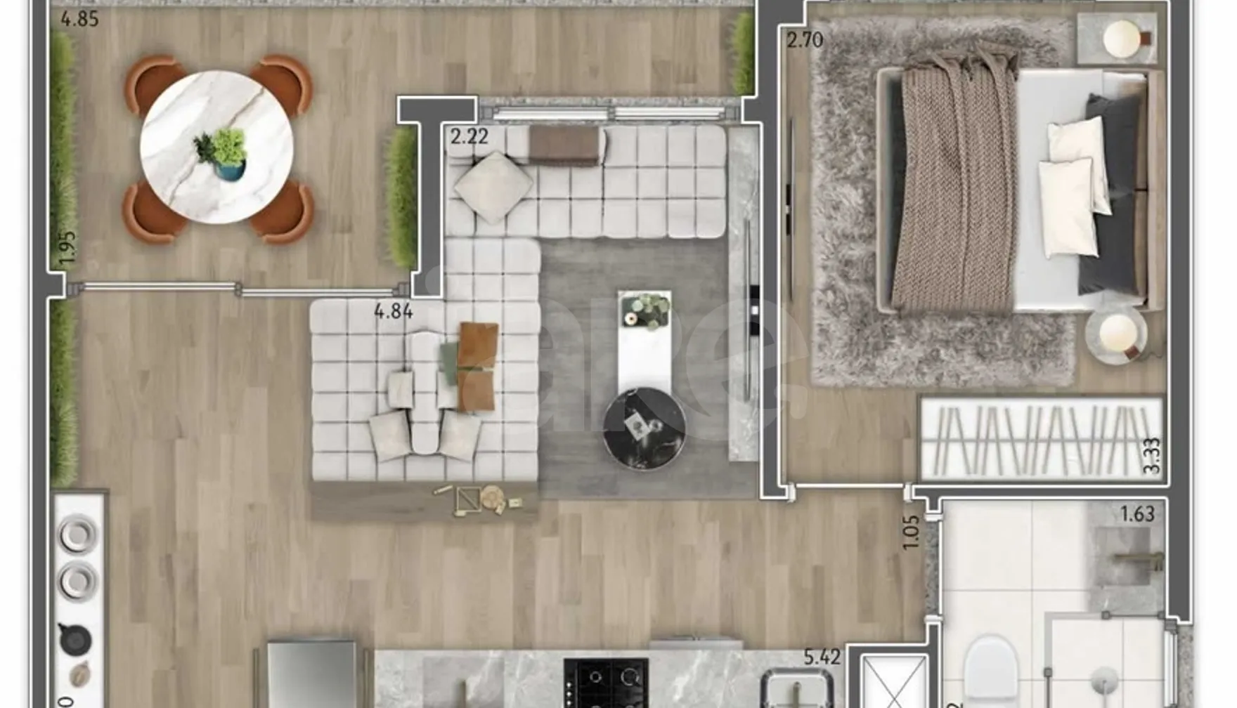 Planta — Apartamento 29,6 m²