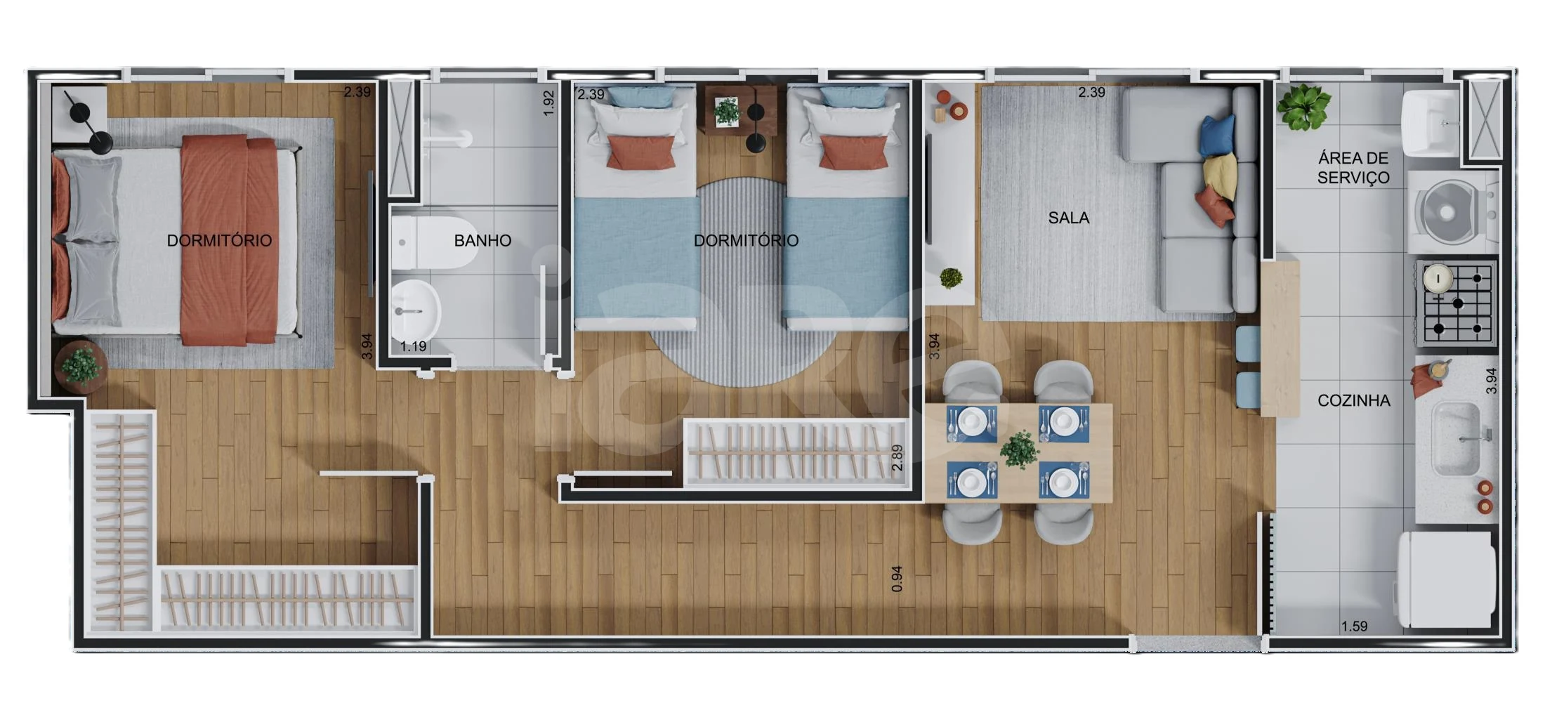 Planta — Apartamento 43,31 m²