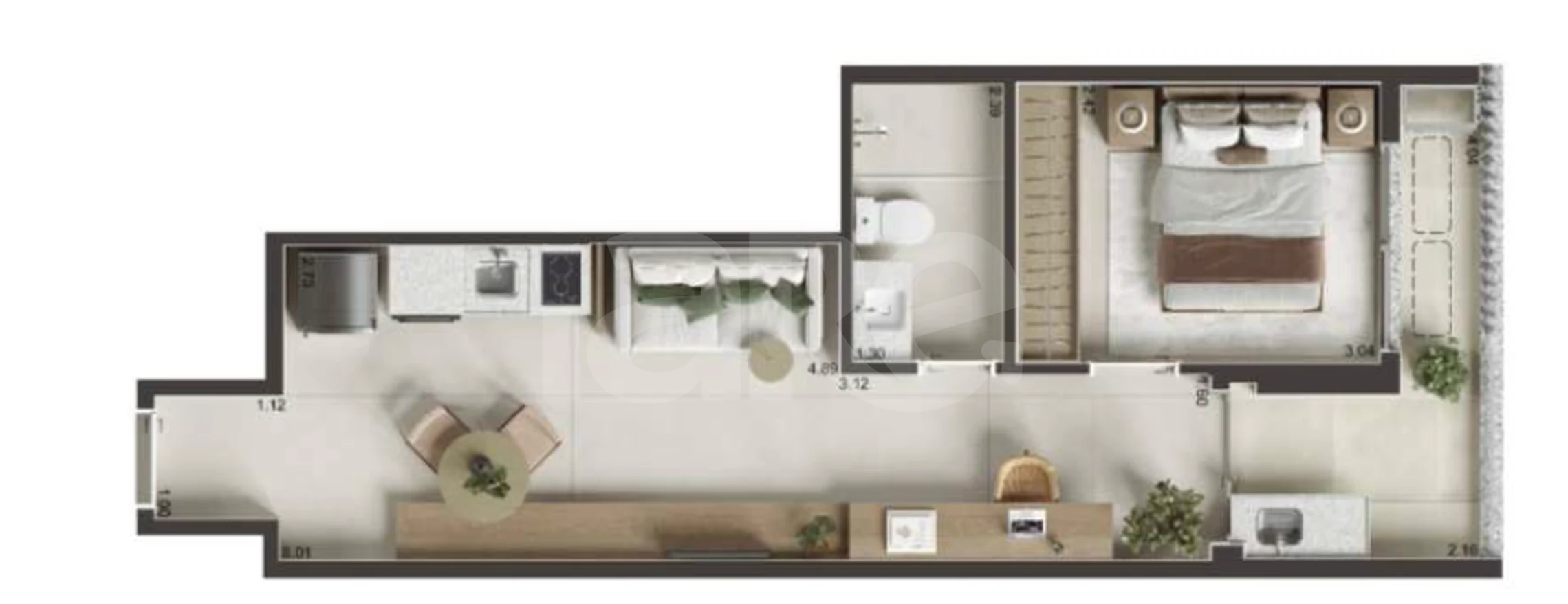 Planta — Apartamento 41,86 m²