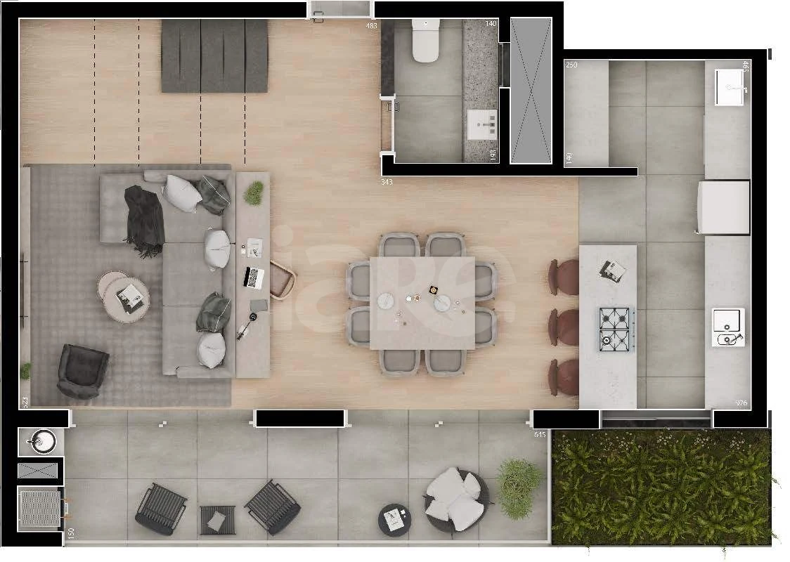 Planta — Cobertura Duplex 134,97 m² · 1º pavimento