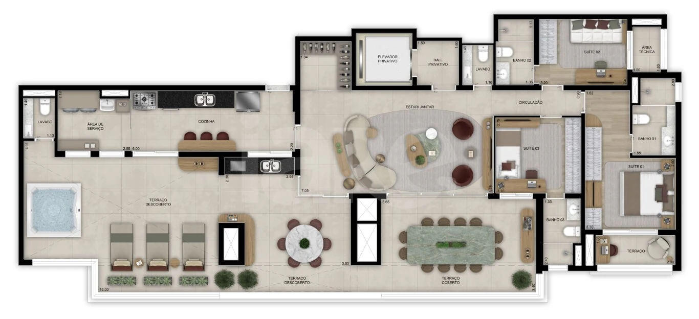 Planta — Cobertura Horizontal 204 m²