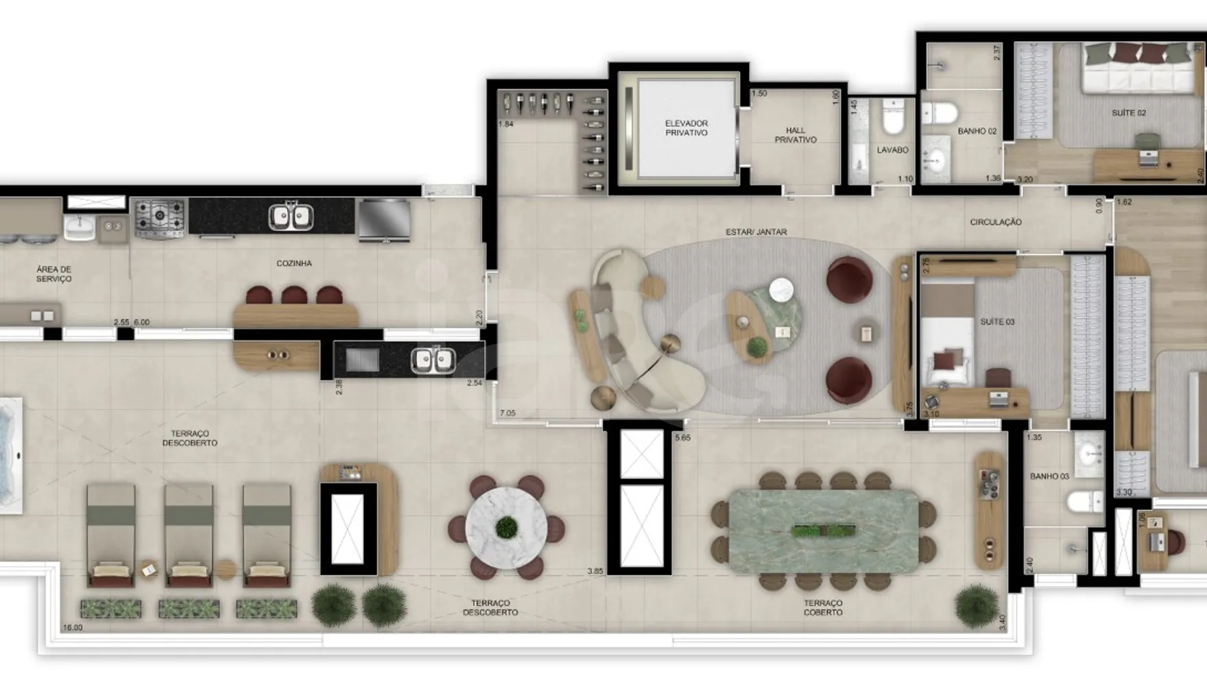 Planta — Cobertura Horizontal 204 m²