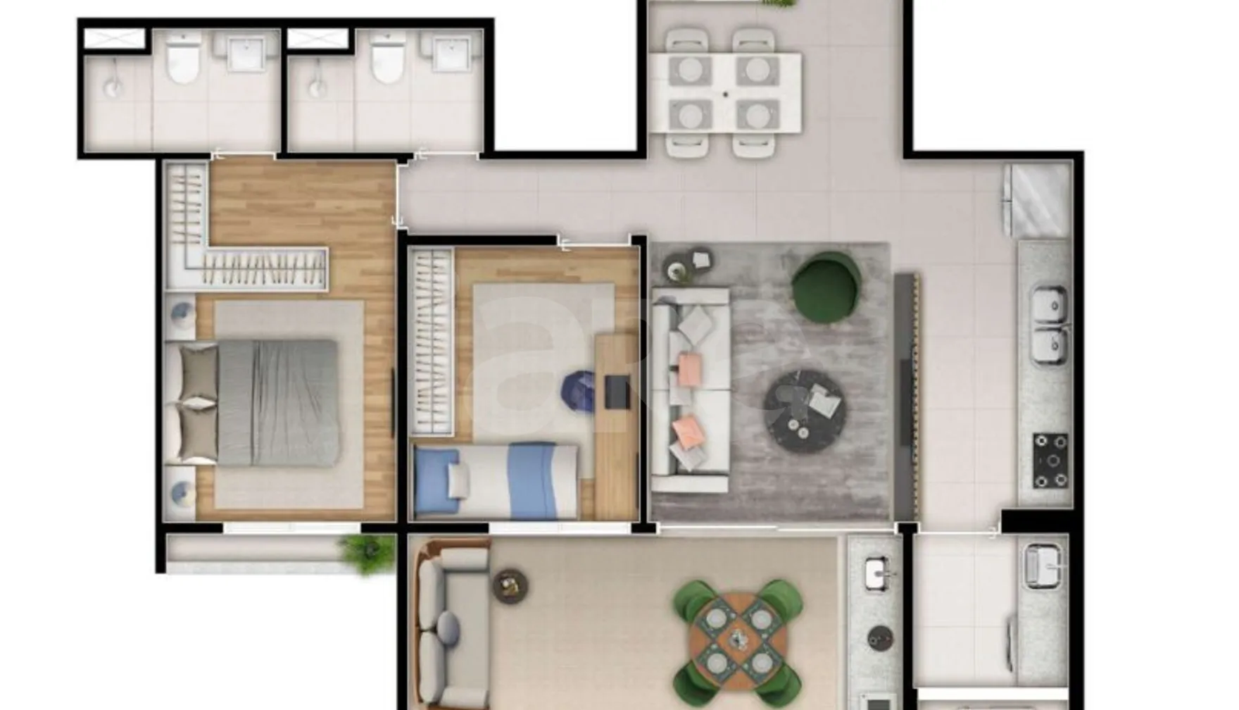 Planta — Apartamento 72,69 m²