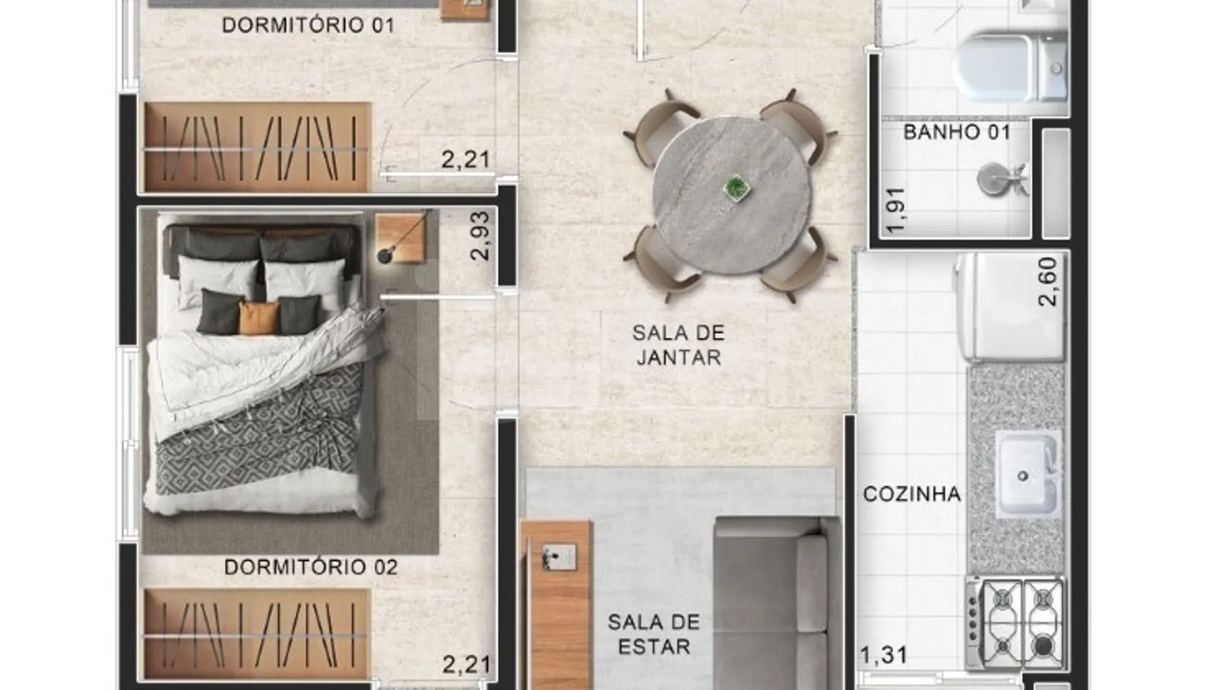 Planta — Apartamento 37,55 m²