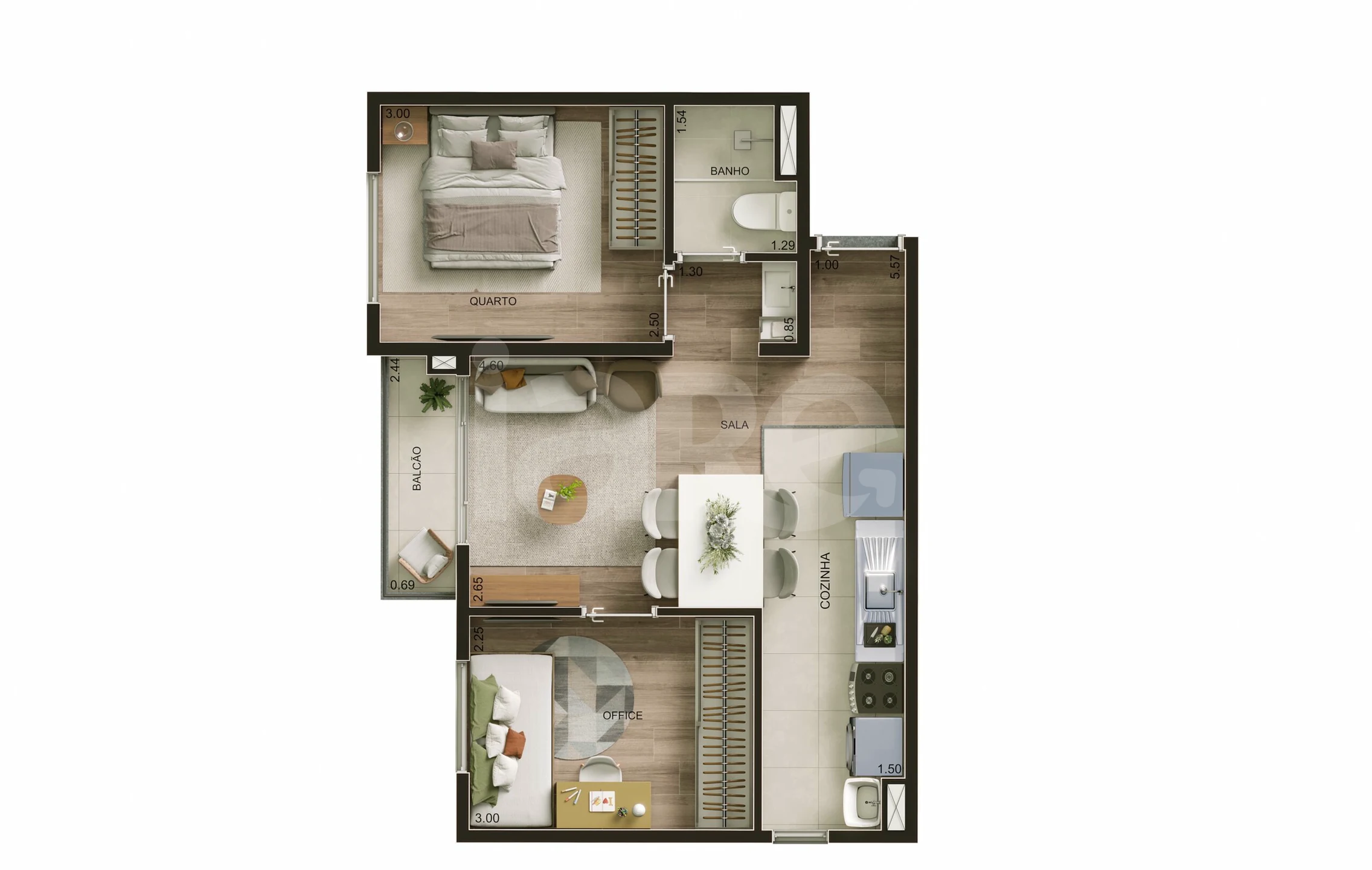 Planta — Apartamento 39,63 m²
