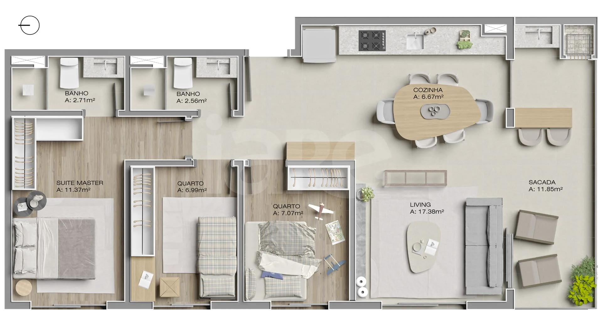 Planta — Apartamento 78,14 m²