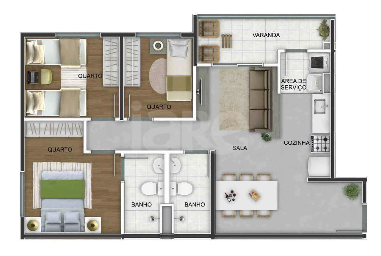 Planta — Apartamento 63,95 m²