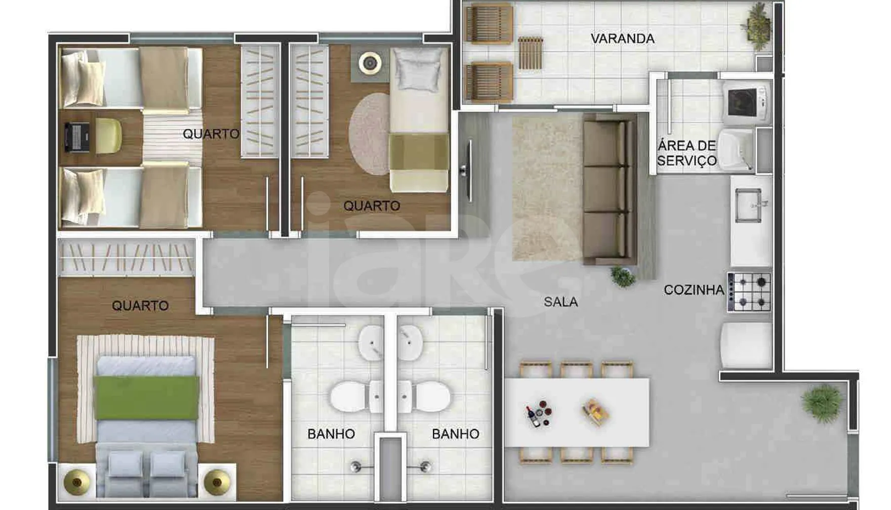 Planta — Apartamento 63,95 m²