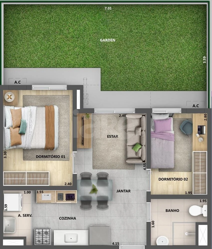 Planta — Garden 62,63 m²