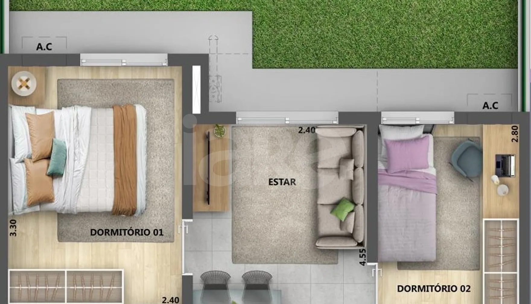 Planta — Garden 62,63 m²