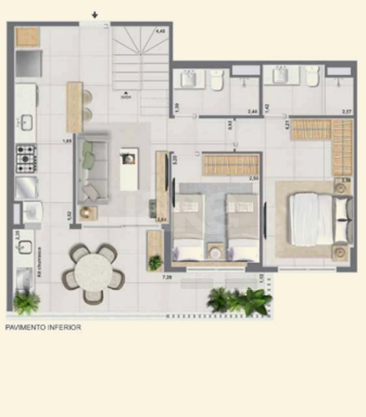 Planta — Cobertura Duplex 160,78 m²