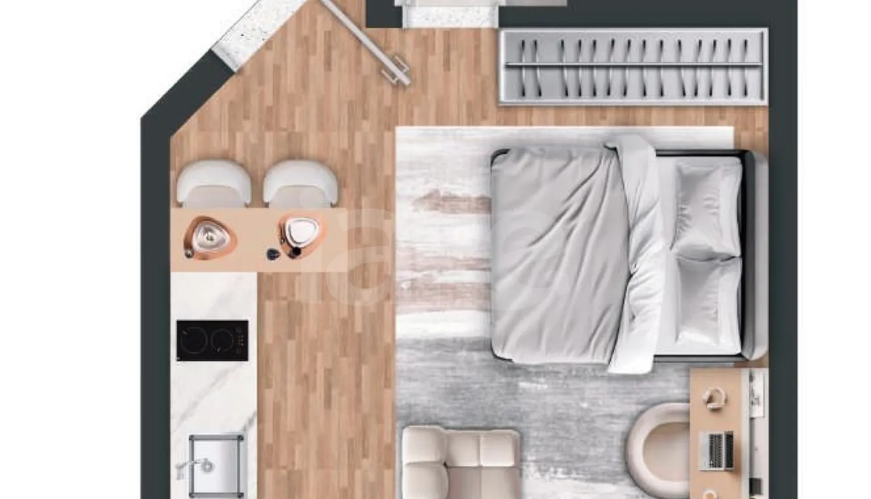 Planta — Studio 30,7 m²
